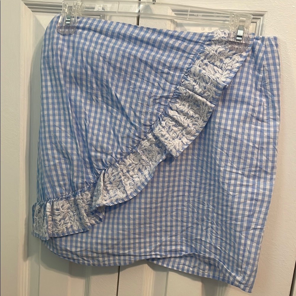 J Marie Blue Gingham Ruffle Skirt